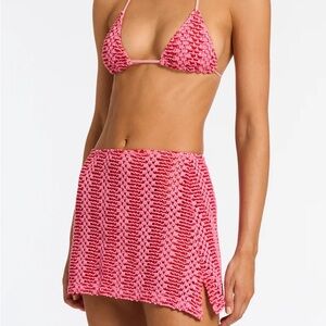 Triangl Swimwear Pink Crochet skirt